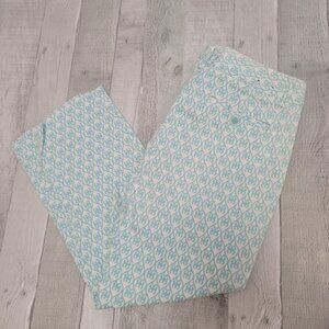 Charter Club Modern Womens Cotton Capri Pants Size 6 Blue & White Pattern